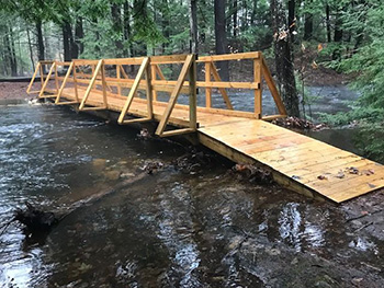 New Bridge built at Dennis Lewis Town Forest holds up to the recent heavy rains and flooding